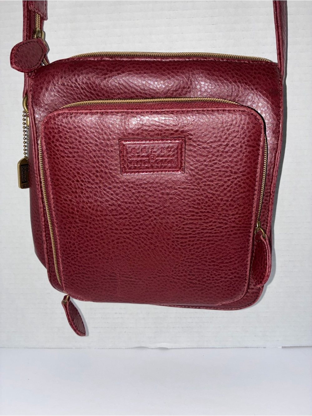 Relic Wine Red Leather Crossbody Bag